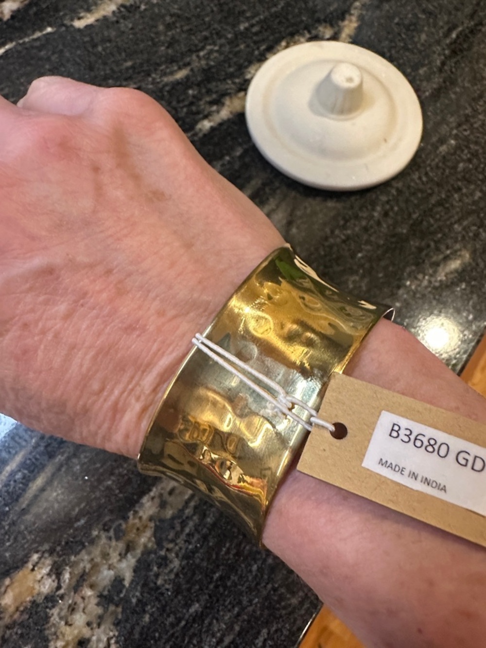 ZAD Hammered Gold-Tone Open Cuff Bracelet - Picture 2 of 5